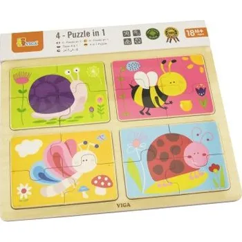 Dřevěné puzzle 4v1 - hmyz