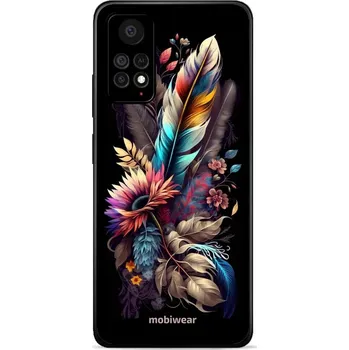 Pouzdro na mobilní telefon Lesklý kryt Mobiwear Glossy - Xiaomi Redmi Note 11 Pro 5G - G011G Kytice s pírkem (Prémiové lesklé pouzdro, obal, kryt Mobiwear Glossy na mobil Xiaomi Redmi Note 11 Pro 5G - G011G Kytice s pírkem, materiál Plast + TPU silikon - krytí po všech stranách,)