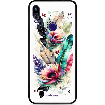 Pouzdro na mobilní telefon Lesklý kryt Mobiwear Glossy - Xiaomi Redmi Note 7 - G017G Pírka a květy (Prémiové lesklé pouzdro, obal, kryt Mobiwear Glossy na mobil Xiaomi Redmi Note 7 - G017G Pírka a květy, materiál Plast + TPU silikon - krytí po všech stranách, neošoupatelný potisk,)