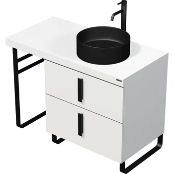 Umyvadlo Forty - skříňka 105 cm s umyvadlem na desku vpravo, 2 zásuvky, nožičky FORTY 100 2Z P N