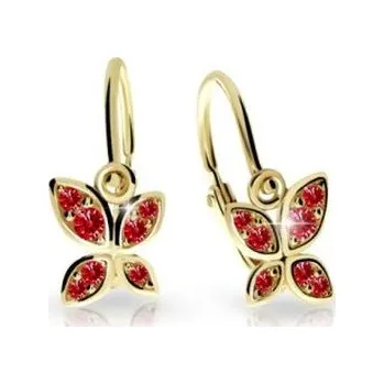 Náušnice Cutie Kids Jewellery c2259-10-40-x-1 Zlaté dětské náušnice na brizuru Cutie C2259 Ruby Dark – zlatý šperk ryzosti 585/1000 v Dárkovém balení s Certifikátem GBEYRB-00316