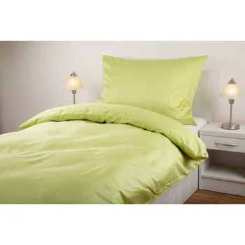 Povlečení JAN peří Povlečení z bavlněného saténu - limetka - Povlečení z bavlněného saténu - limetka - souprava povlečení 70x90 + 140x200