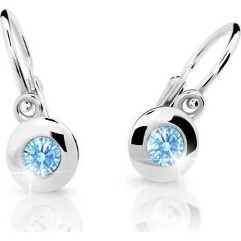 Náušnice Cutie Kids Jewellery c2589-10-70-x-2 Dětské náušnice z bílého zlata na brizuru Cutie C2589 Arctic Blue – zlatý šperk ryzosti 585/1000 v Dárkovém balení s Certifikátem GBEWM-00759