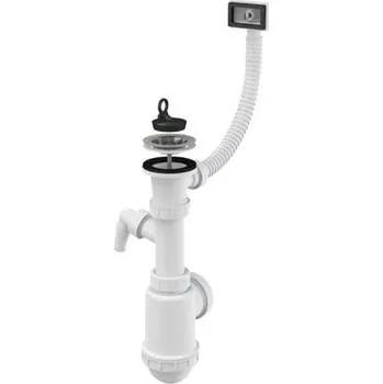 Nerezový dřez Sifon dřezový s nerezovou mřížkou DN70, FLEXI s přepadem a přípojkou ALCA ALC-A444P