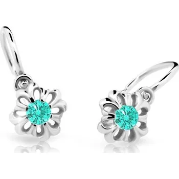 Náušnice Cutie Kids Jewellery C2208-10-80-x-2 Dětské náušnice z bílého zlata na brizuru Cutie kytičky C2208 Mint Green – zlatý šperk ryzosti 585/1000 v Dárkovém balení s Certifikátem GBEWS-00422
