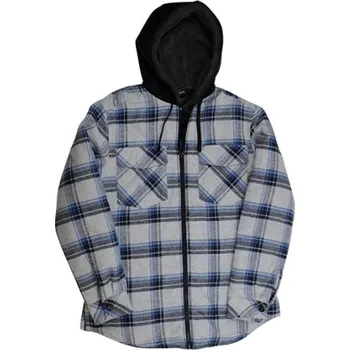 Pánská casual bunda Burnside Pánská flanelová bunda BU8620 Grey - Blue -Checked M