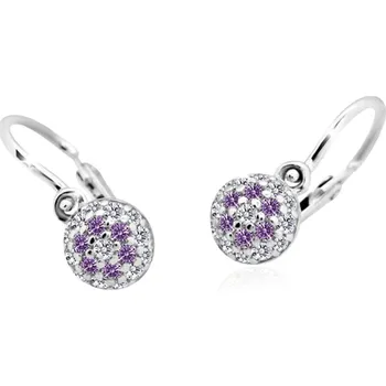 Náušnice Cutie Kids Jewellery c2755-10-50-x-2 Dětské náušnice z bílého zlata na brizuru Cutie C2755 Ametyst – zlatý šperk ryzosti 585/1000 v Dárkovém balení s Certifikátem GBEWF-00736