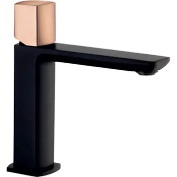 Vodovodní baterie Umyvadlová baterie MY TIME s odpadem CLICK-CLACK černá matná+růžové zlato broušené 7110N