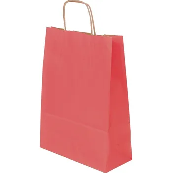 Obalový materiál Papírová EKO taška 240x100x320mm kroucené ucho červená 100 ks