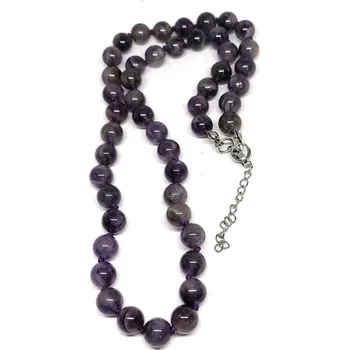 Náhrdelník Ametystový náhrdelník 8 mm – přírodní kámen s chirurgickou ocelí pro harmonii a ochranu
