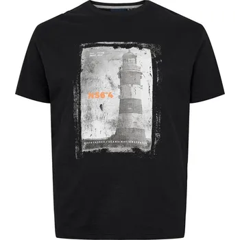 Pánské tričko Pánské tričko NORTH 56°4 černé s potiskem 6XL - 8XL krátký rukáv NORTH 56°4 - 6XL