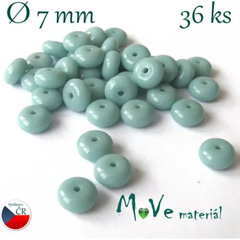 Dětské navlékací korálky České korálky - disk mátový 7mm 36ks