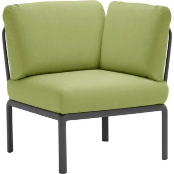 Zahradní pohovka Nardi Zelený látkový zahradní rohový modul Komodo s tmavě šedou podnoží