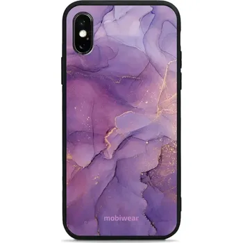 Pouzdro na mobilní telefon Lesklý kryt Mobiwear Glossy - Apple iPhone XS - G050G - Fialový mramor (Prémiové lesklé pouzdro, obal, kryt Mobiwear Glossy na mobil Apple iPhone XS - G050G - Fialový mramor, materiál Plast + TPU silikon - krytí po všech stranách, neošoupatelný potisk,)