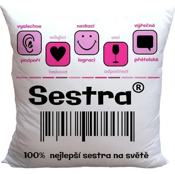 Dekorativní polštářek Polštář 40 x 40 cm - 100% nejlepší sestra