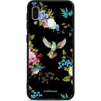 Pouzdro na mobilní telefon Lesklý kryt Mobiwear Glossy - Samsung Galaxy A20e - G041G - Ptáček a květy (Prémiové lesklé pouzdro, obal, kryt Mobiwear Glossy na mobil Samsung Galaxy A20e - G041G - Ptáček a květy, materiál Plast + TPU silikon - krytí po všech stranách, neošoupatelný)