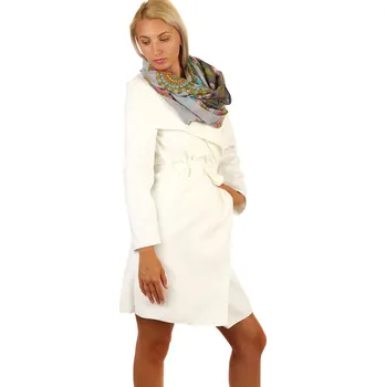 Dámský kabát Glara Dámský kabát s páskem a výrazným límcem 775212