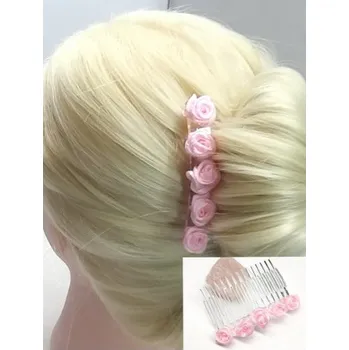 Ozdoba do vlasů Hřebínek do vlasů Atlanta s růžovými růžičkami BH14e