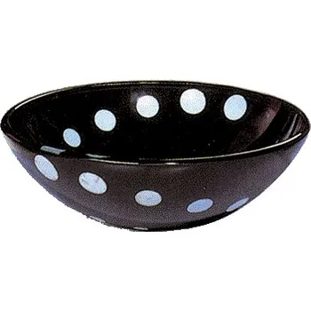 Umyvadlo BESTECO DOTTY Skleněné umyvadlo na desku, Ø 42 cm, tmavé s kuličkami (DP11)