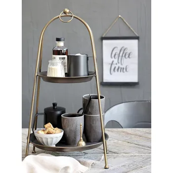 Bronzový antik dekorační kovový etažér Trays - Ø30*55cm