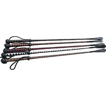 Jezdecký bičík Kožený skokový bič Small Paul - 75 cm černo-šedý