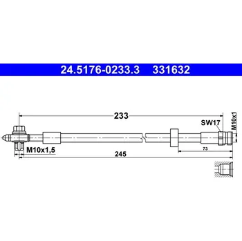 Brzdová hadice Brzdová hadice, , 6C0611775, ATE, 24.5176-0233.3