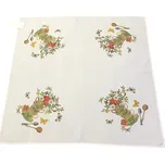 Vyšívaný ubrus čtverec hnědé květy 85x85 cm TiaHome