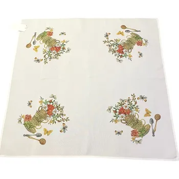 ubrus Vyšívaný ubrus čtverec hnědé květy 85x85 cm TiaHome