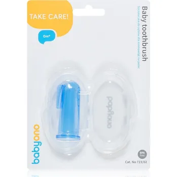 Zubní kartáček BabyOno Take Care First Toothbrush dětský zubní kartáček na prst s pouzdrem Blue 1 ks