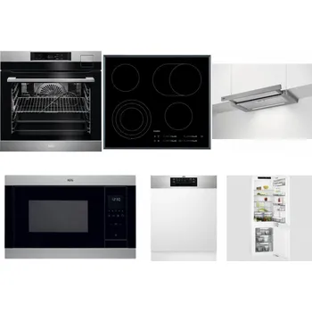 Set domácích spotřebičů AEG BSK792380M + AEG Mastery DirectTouch HK654070FB + AEG DPE5660M + AEG Mastery MSB2547D-M + AEG FEE72706PM + AEG Mastery FlexiShelf SCE818D3LC