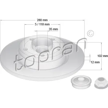 Brzdový kotouč Brzdový kotouč, , 4320600QAB, 4320600QAC, 4320600QAD, 4408276, 4411910, 4413736, 4414633, 7711130076, 8200050013, 8200218779, 8200228610, 91159916, 91166212, 93161254, TOPRAN, 207 072