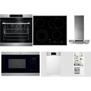 Set domácích spotřebičů AEG BPK742380M + AEG Mastery DirectTouch HK654070FB + AEG Mastery DBB5660HM + AEG Mastery MSB2547D-M + AEG Mastery MaxiFlex FEE73517PM + AEG Mastery NoFrost SCB618F6TS