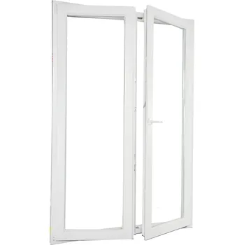 Vchodové dveře ALUPLAST Plastové dvoukřídlé balkonové dveře bílé 140x220 Otvírání: Pravé, Zasklení: Dvojsklo Ug= 1,1