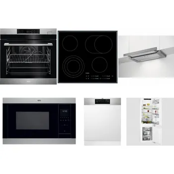 Set domácích spotřebičů AEG BSK782380M + AEG Mastery DirectTouch HK654070FB + AEG DPE5660M + AEG Mastery MSB2547D-M + AEG FEE72706PM + AEG Mastery FlexiShelf SCE818D3LC