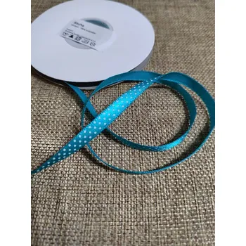 Stuha Saténová stuha s jemnými puntíky šíře 6 mm tyrkys