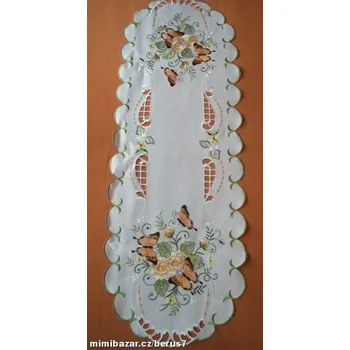 ubrus UBRUS vyšívaný 108 x 38 Motýl zelený lem