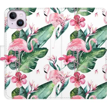 Pouzdro na mobilní telefon Flipové pouzdro iSaprio - Flamingos Pattern - iPhone 14 Plus