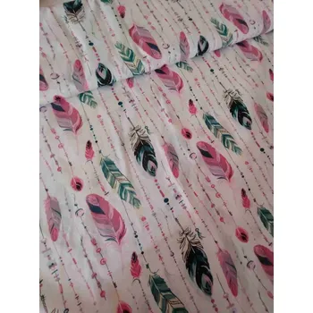 Bavlněná látka / plátno pírka růžová