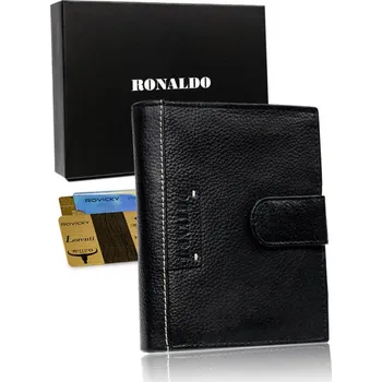 Peněženka Ronaldo Pánská kožená peněženka svislá se zapínáním velká černá