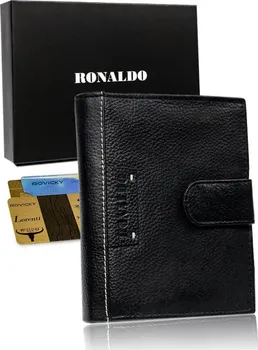 Peněženka Ronaldo Pánská kožená peněženka svislá se zapínáním velká černá