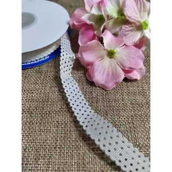 Stuha Rypsová stuha s výsekem šíře 15 mm krémová