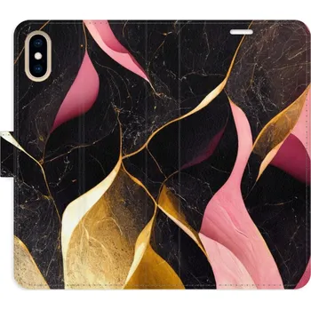 Pouzdro na mobilní telefon Flipové pouzdro iSaprio - Gold Pink Marble 02 - iPhone X/XS