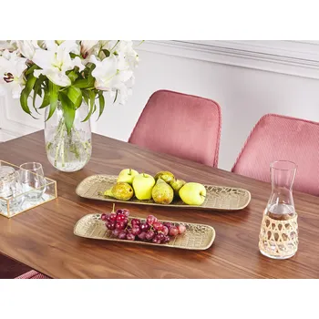 Úložný box Sada 2 dekorativních podnosů zlaté kovové nádoba na šperky elegantní doplněk do interiéru Beliani