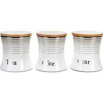 Dóza na potraviny SADA 3KS NÁDOB NA ČAJ, CUKR A KÁVU 12X12X13 CM VÍCEBAREVNÁ