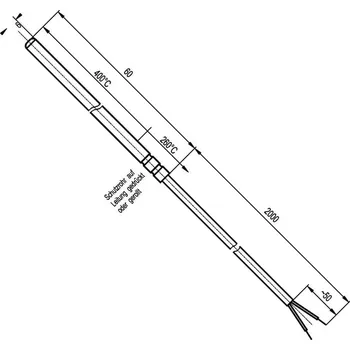 Enda Válečkové teplotní čidlo | termočlánek typu "J" | K1-TC-J-6x60-2M | -50 až +400 °C | kabel 2 m K1-TC-J-6x60-2M