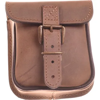 Outdoorové zavazadlo Kožená ručně šitá kapsa na opasek KUBÁT | hnědá | 303335 zámek: aktovkový zámek