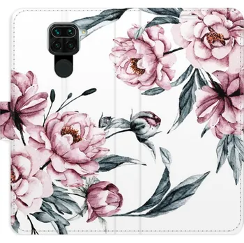 Pouzdro na mobilní telefon Flipové pouzdro iSaprio - Pink Flowers - Xiaomi Redmi Note 9
