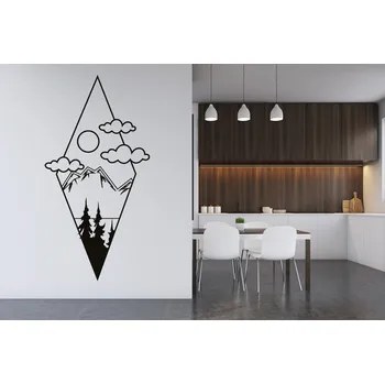 Samolepící dekorace Lepy.cz Samolepka na zeď Hory, mraky - kosočtverec Velikost (šířka x výška): 45x88cm, Barevná varianta: Tmavě červená