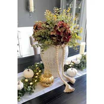 Dřevěná girlanda korálková, WHITE ORCHID