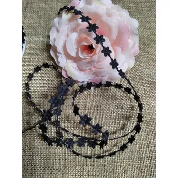 Saténový prýmek šíře 7 mm květ černý